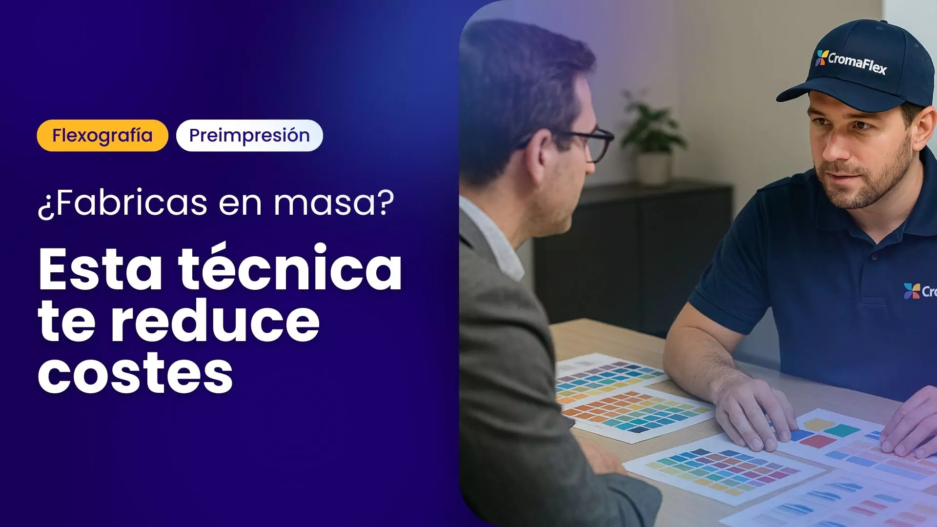 Técnico de CromaFlex evalúa un clisé en área de preimpresión.